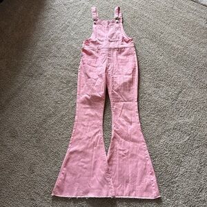 Pink Lily Bubblegum Pink Denim Overalls